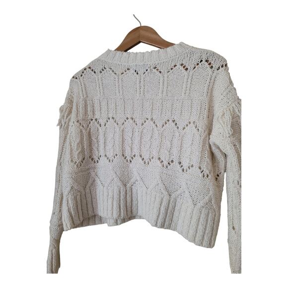 Old Navy‎ Textured Fringe Cropped Pullover Sweater Long Sleeve - Picture 10 of 12